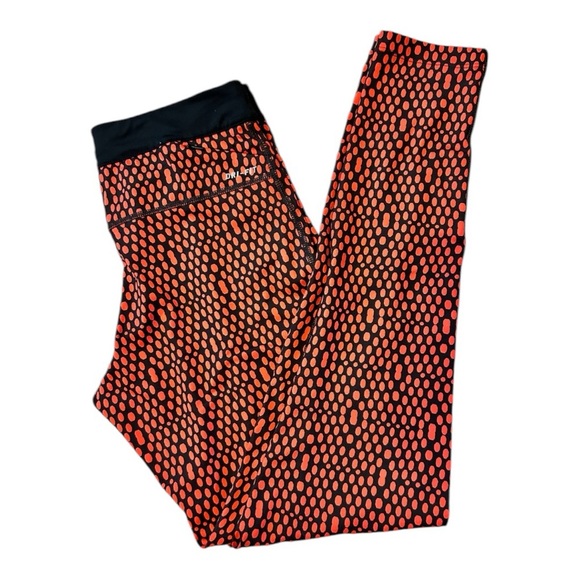 Nike Pro‎ Dri Fit Orange Running Athletic Leggings M Foldover - Picture 5 of 9